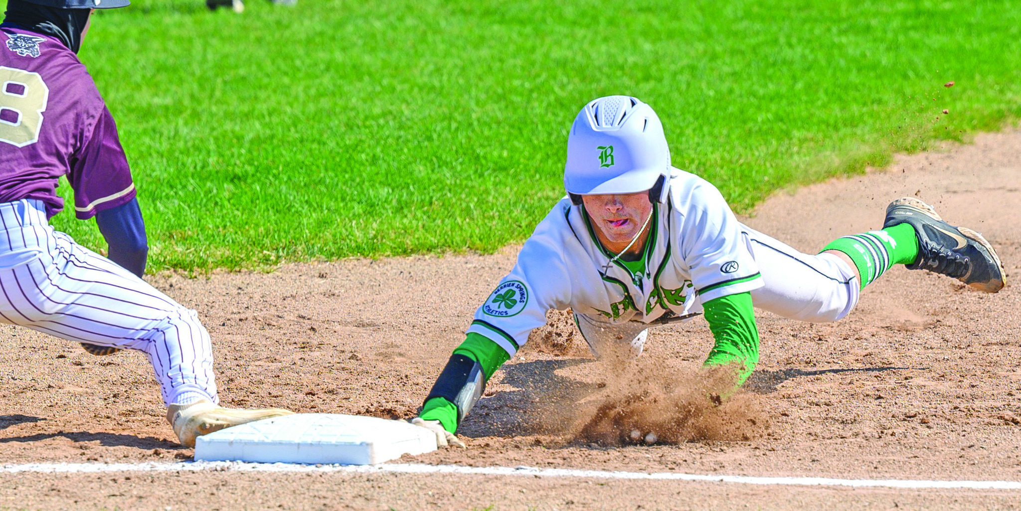 Baseball Action - Player sliding into the bases 2023
