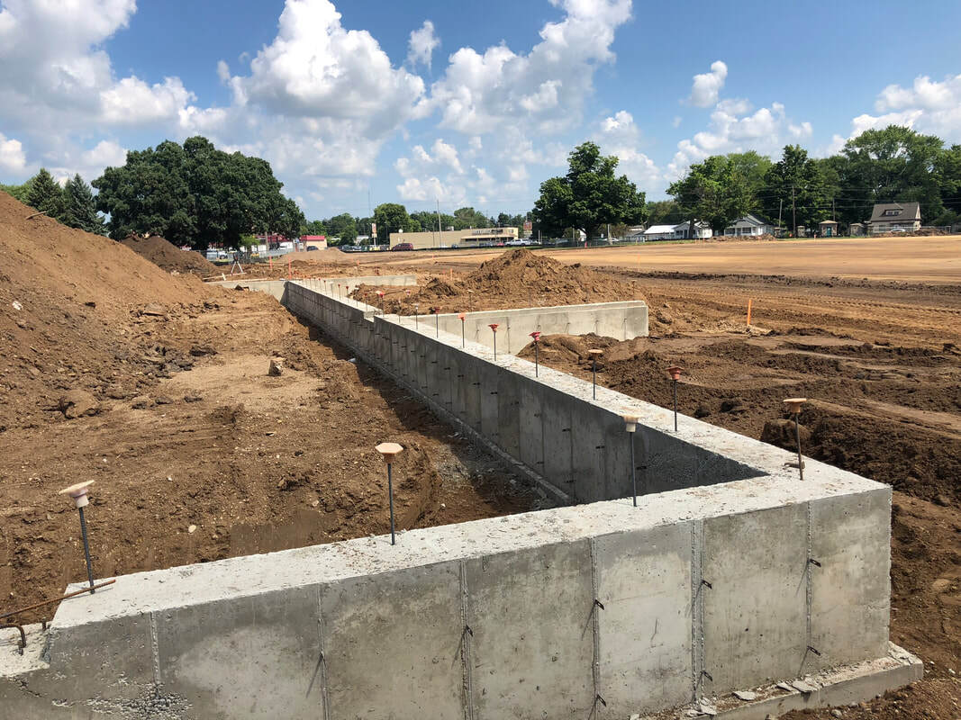 The footings and foundation for the new Sylvester Stadium facility are being built and poured for parts of the facility.