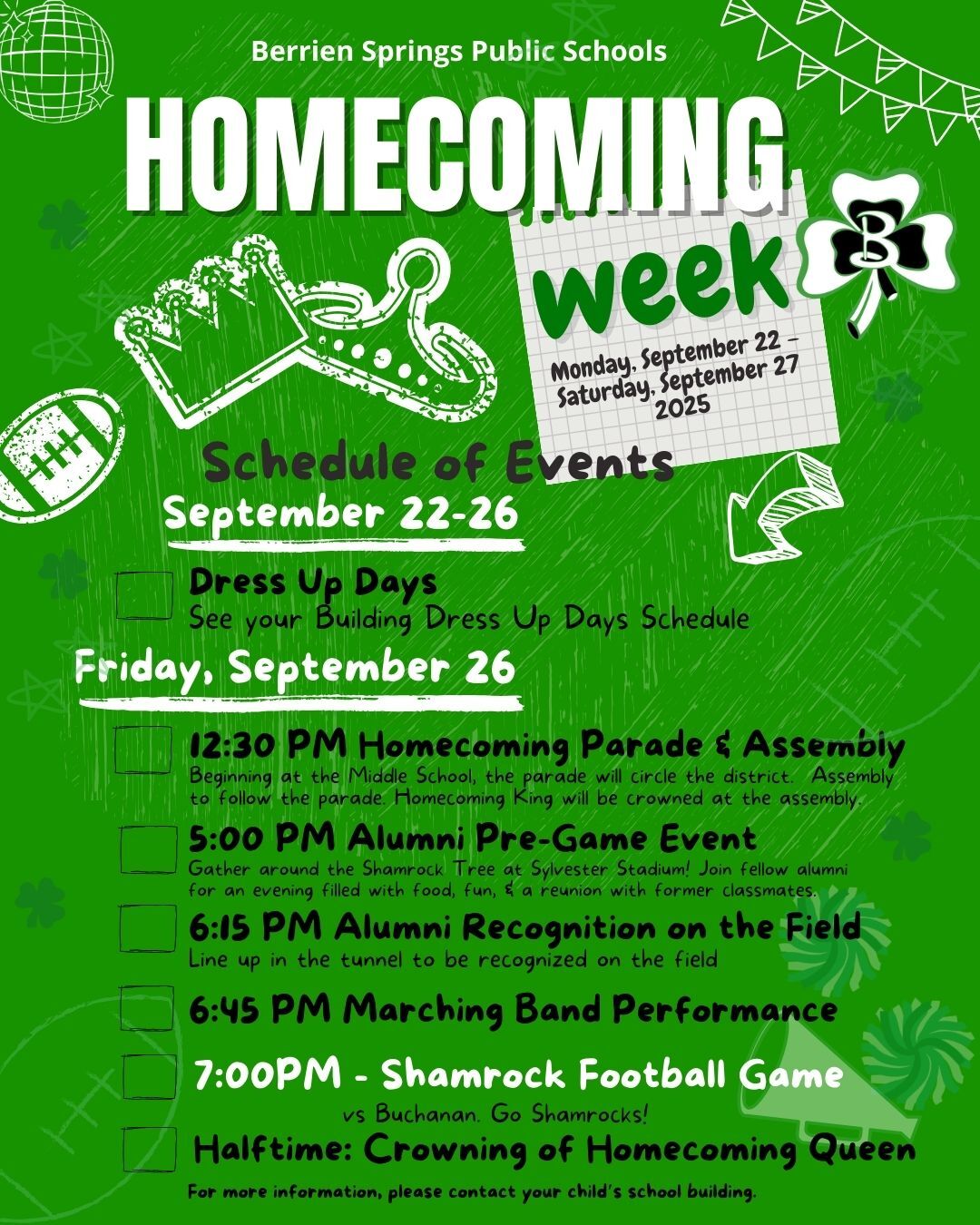 Homecoming 2025 Schedule of Events