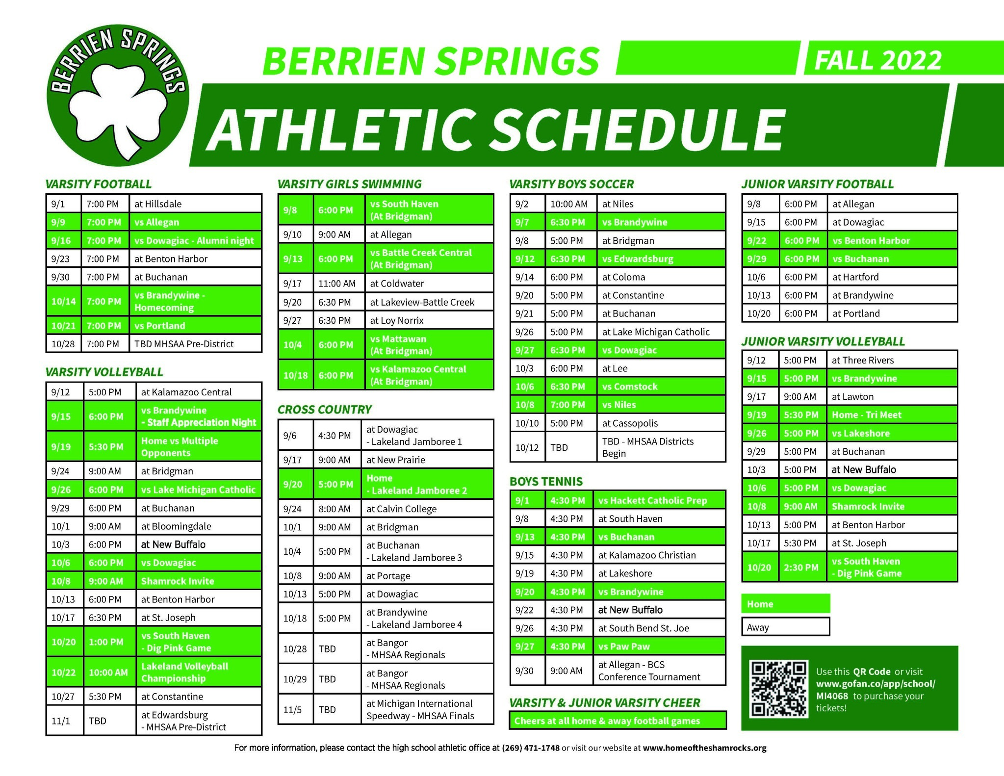 Athletic Schedule